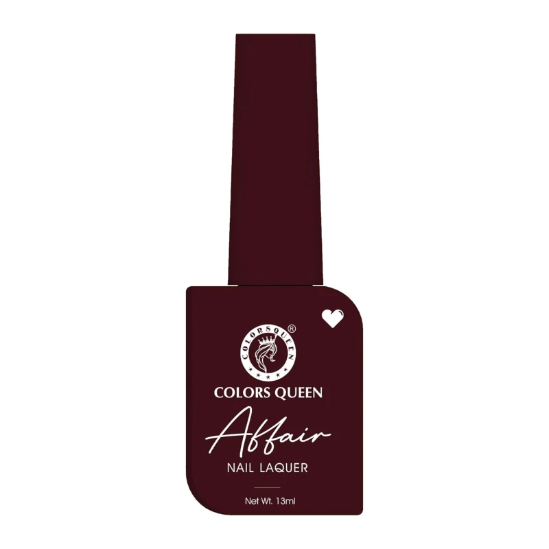 Colors Queen Affair Nail Polish - 54 - Burnt Maroon, 13ml | Rich Pigmentation, Quick Drying, Long Lasting Nail Paint | Chip Resistant, No Harmful Chemicals, Semi Matte Nail Polish for Women - Thumbnail 7